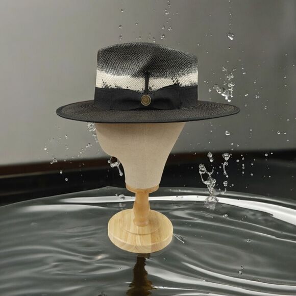 MEN'S BRUNO CAPELO GIAN COLLECTION PINCH FRONT 3.5" BRIM STRAW FEDORA HAT GN562. - Picture 1 of 8